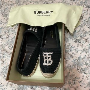 Burberry Black Cotton Monogram Motif Espadrilles Flats